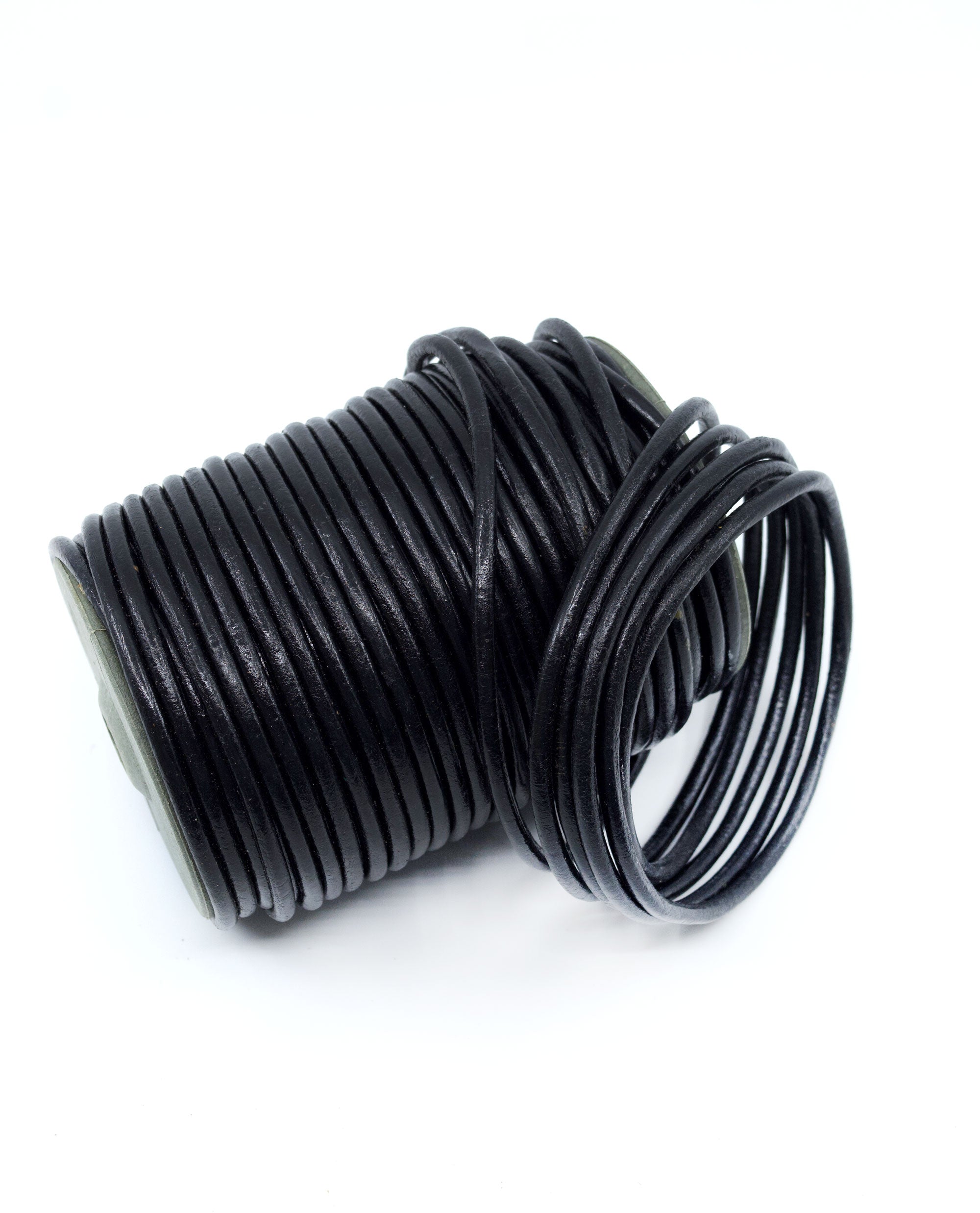 Black, 5mm Round Leather Cord, sold by the foot – Nature Beads